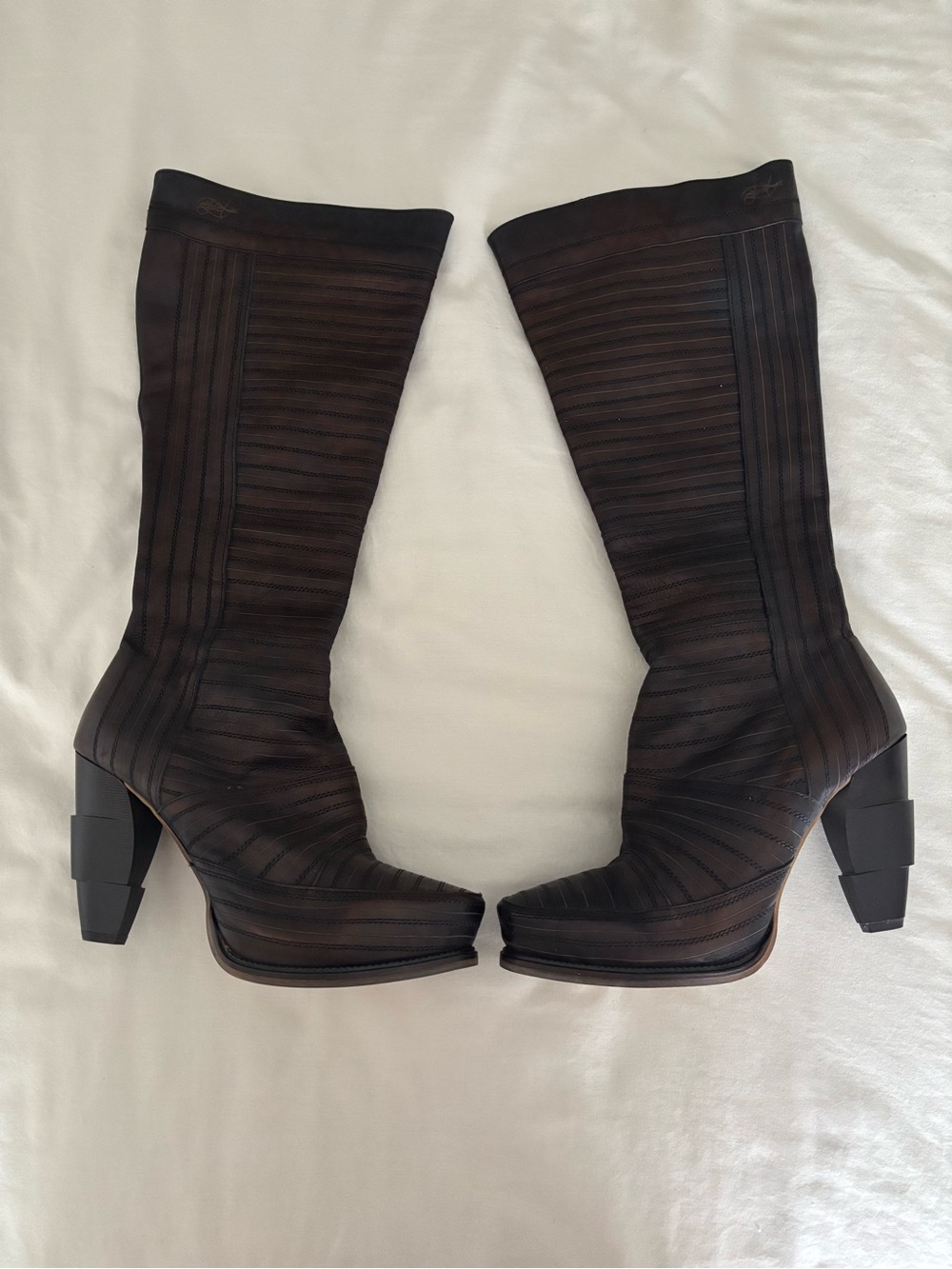 NEW EJECT Knee-High Bronze Leather Boots Handcrafted in Portugal Sz 10 Euro 41